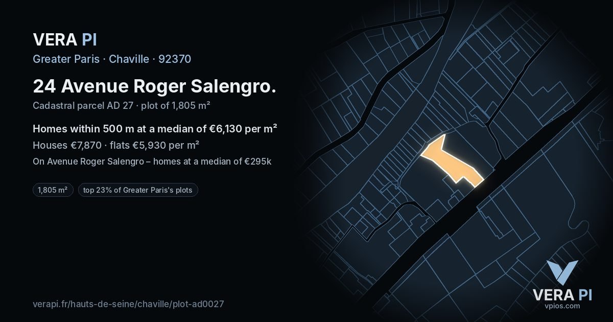 24 Avenue Roger Salengro, Chaville at night – the plot lit, the parcels around coloured by the prices near them