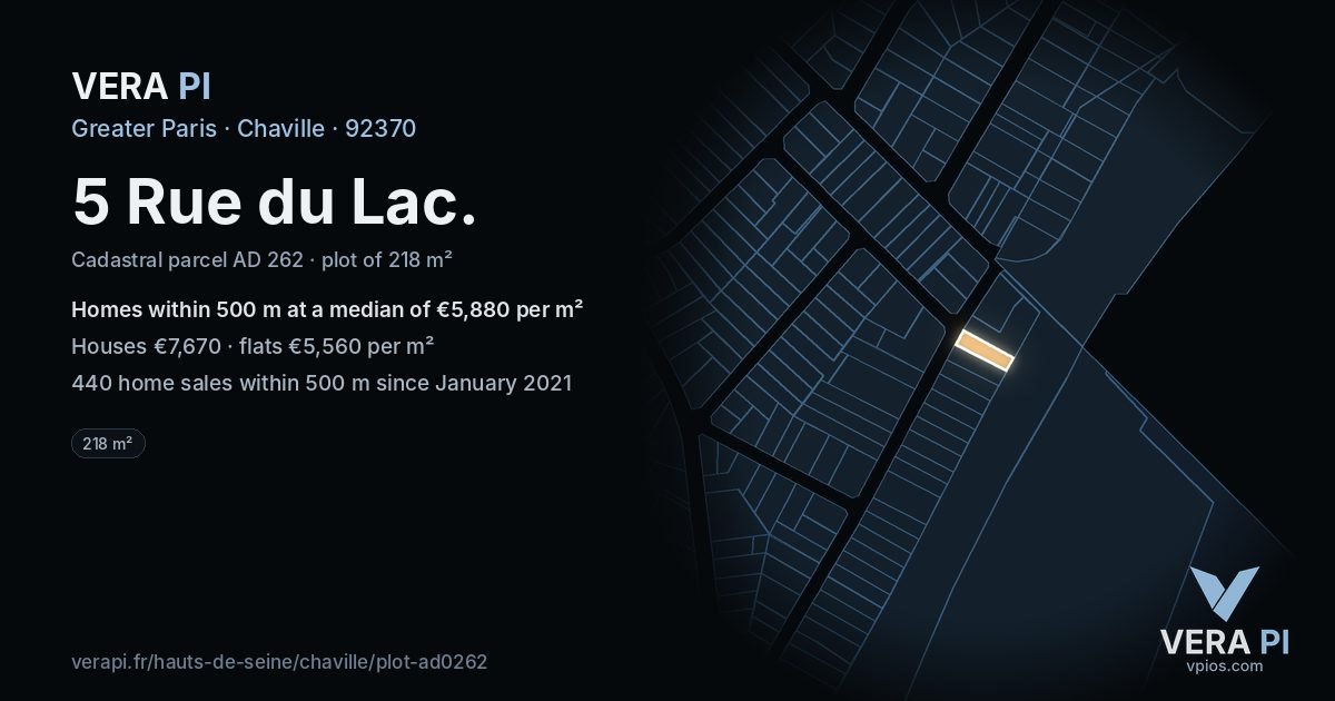 5 Rue du Lac, Chaville at night – the plot lit, the parcels around coloured by the prices near them