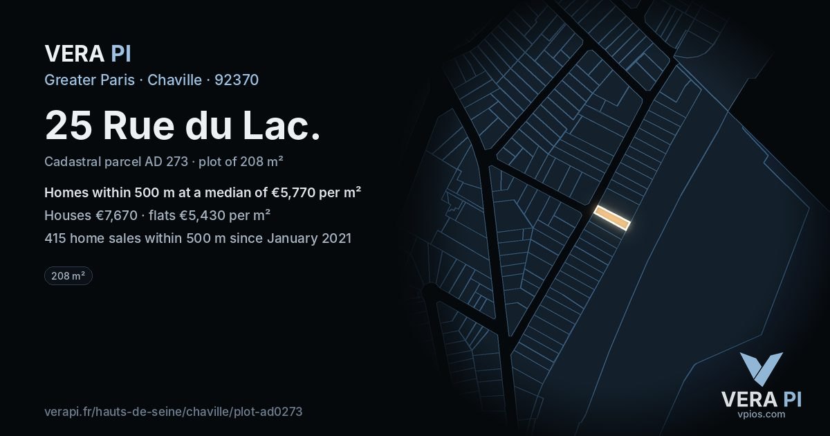 25 Rue du Lac, Chaville at night – the plot lit, the parcels around coloured by the prices near them
