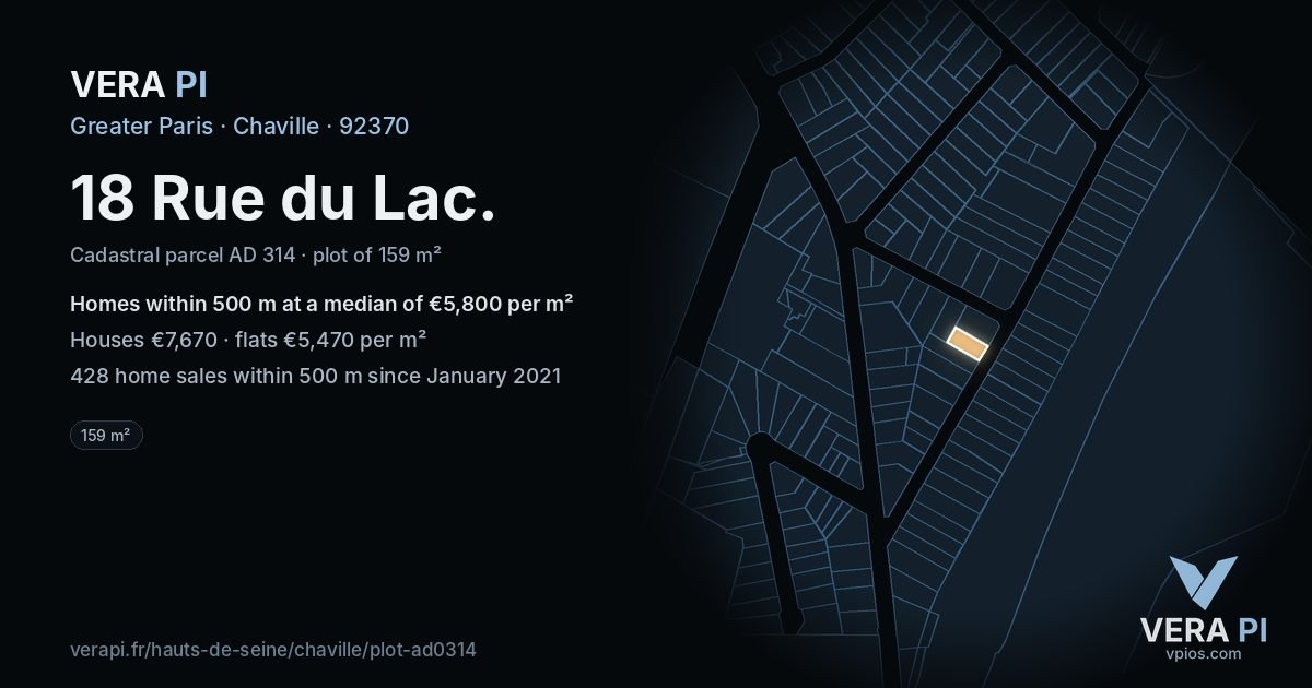 18 Rue du Lac, Chaville at night – the plot lit, the parcels around coloured by the prices near them
