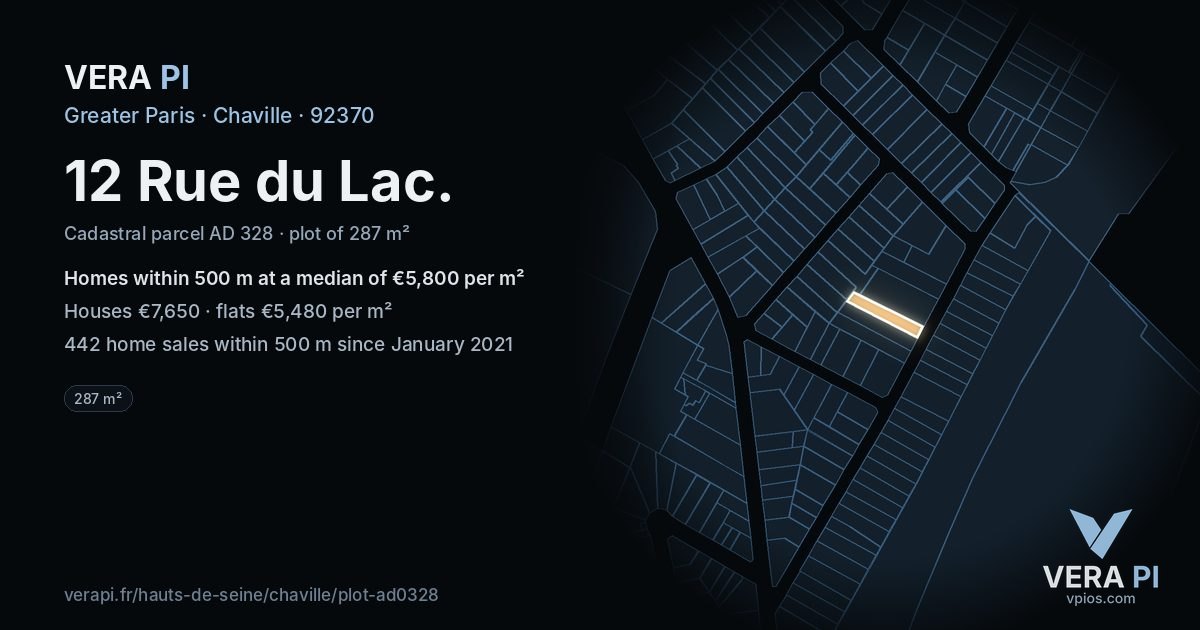 12 Rue du Lac, Chaville at night – the plot lit, the parcels around coloured by the prices near them