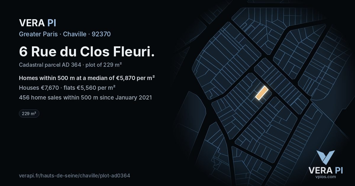 6 Rue du Clos Fleuri, Chaville at night – the plot lit, the parcels around coloured by the prices near them