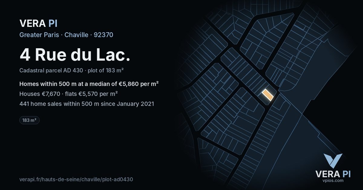4 Rue du Lac, Chaville at night – the plot lit, the parcels around coloured by the prices near them