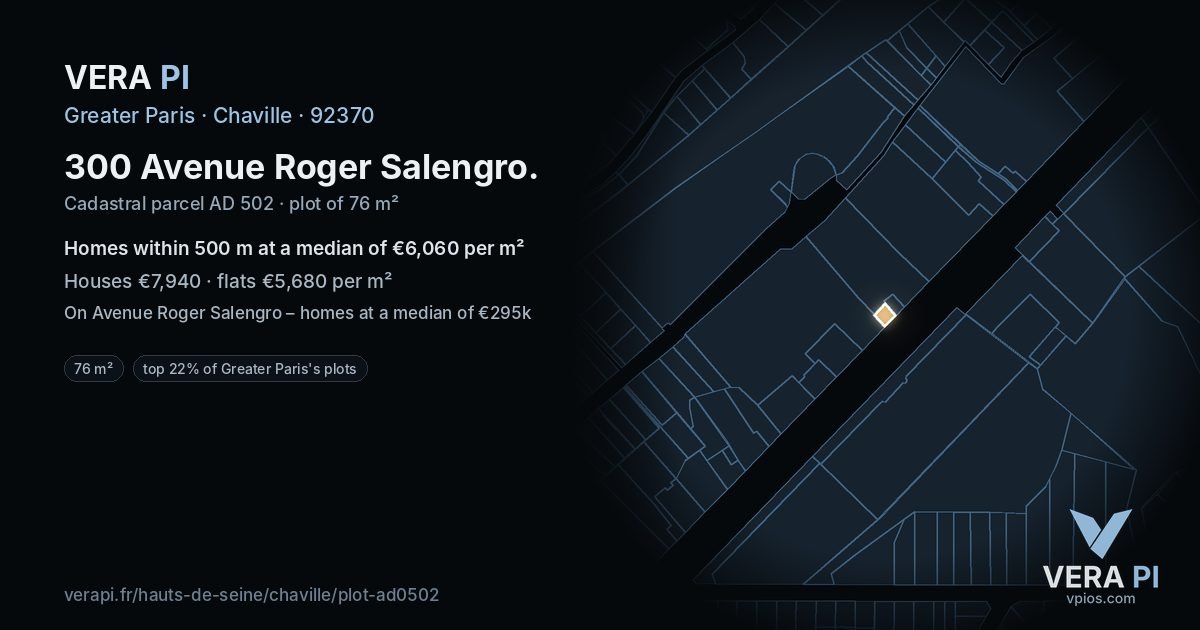 300 Avenue Roger Salengro, Chaville at night – the plot lit, the parcels around coloured by the prices near them