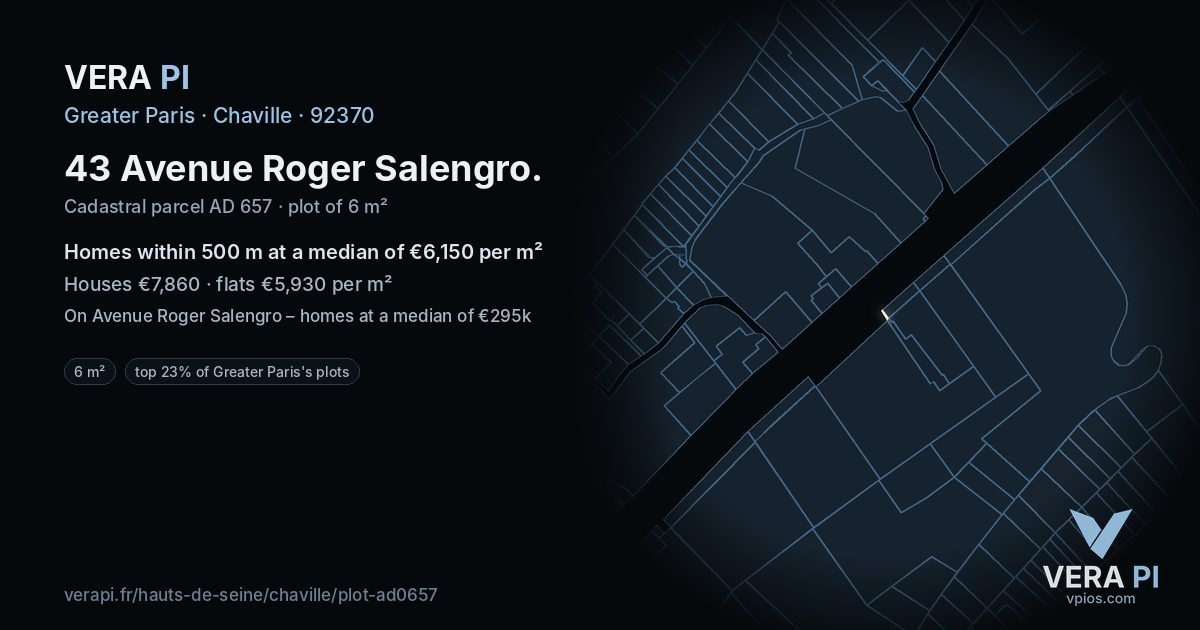 43 Avenue Roger Salengro, Chaville at night – the plot lit, the parcels around coloured by the prices near them