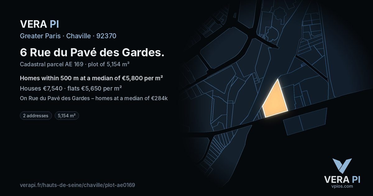 6 Rue du Pavé des Gardes, Chaville at night – the plot lit, the parcels around coloured by the prices near them