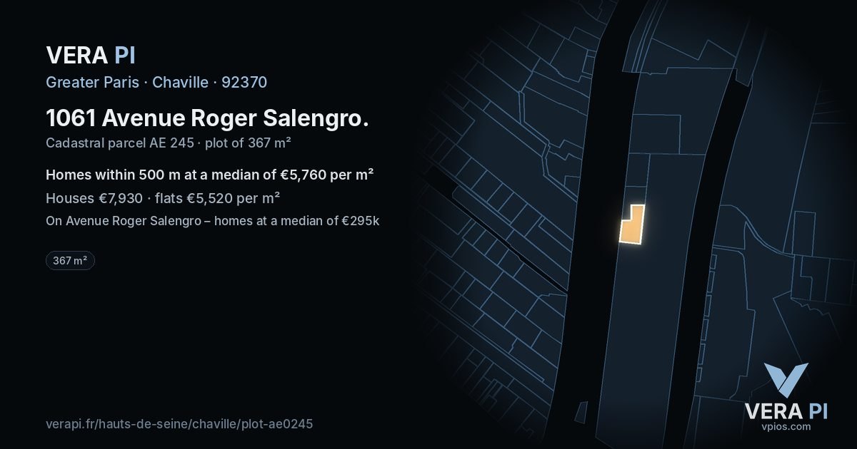 1061 Avenue Roger Salengro, Chaville at night – the plot lit, the parcels around coloured by the prices near them