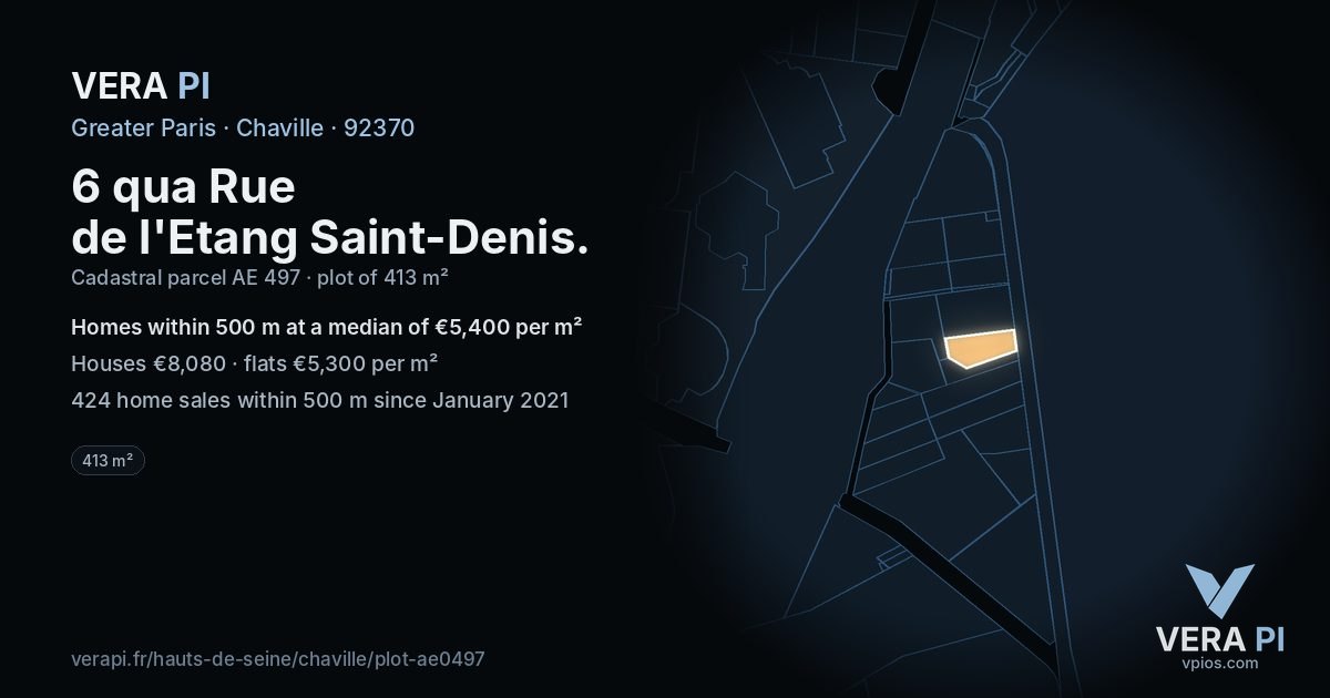 6 qua Rue de l'Etang Saint-Denis, Chaville at night – the plot lit, the parcels around coloured by the prices near them