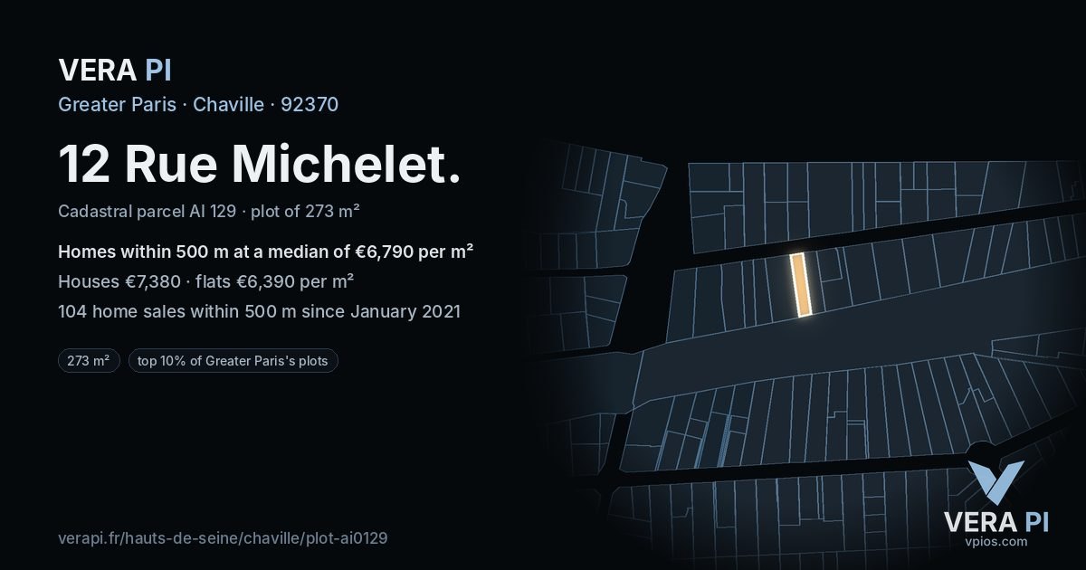 12 Rue Michelet, Chaville at night – the plot lit, the parcels around coloured by the prices near them