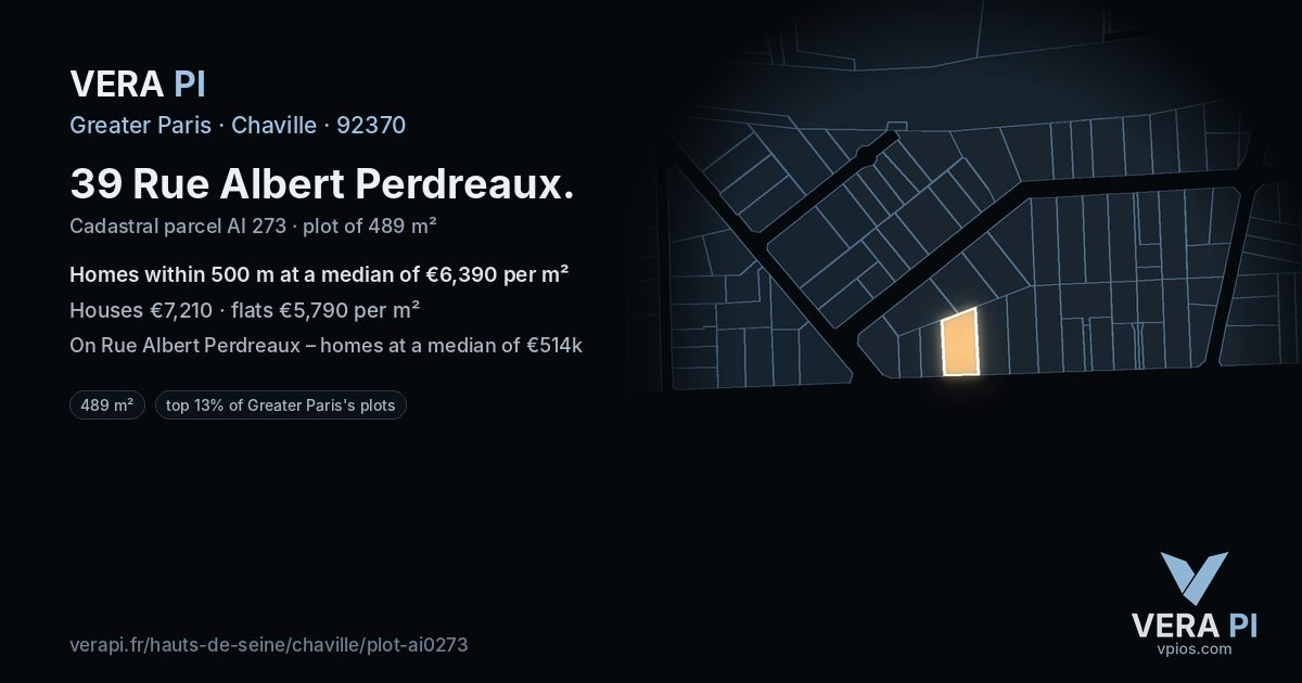 39 Rue Albert Perdreaux, Chaville at night – the plot lit, the parcels around coloured by the prices near them