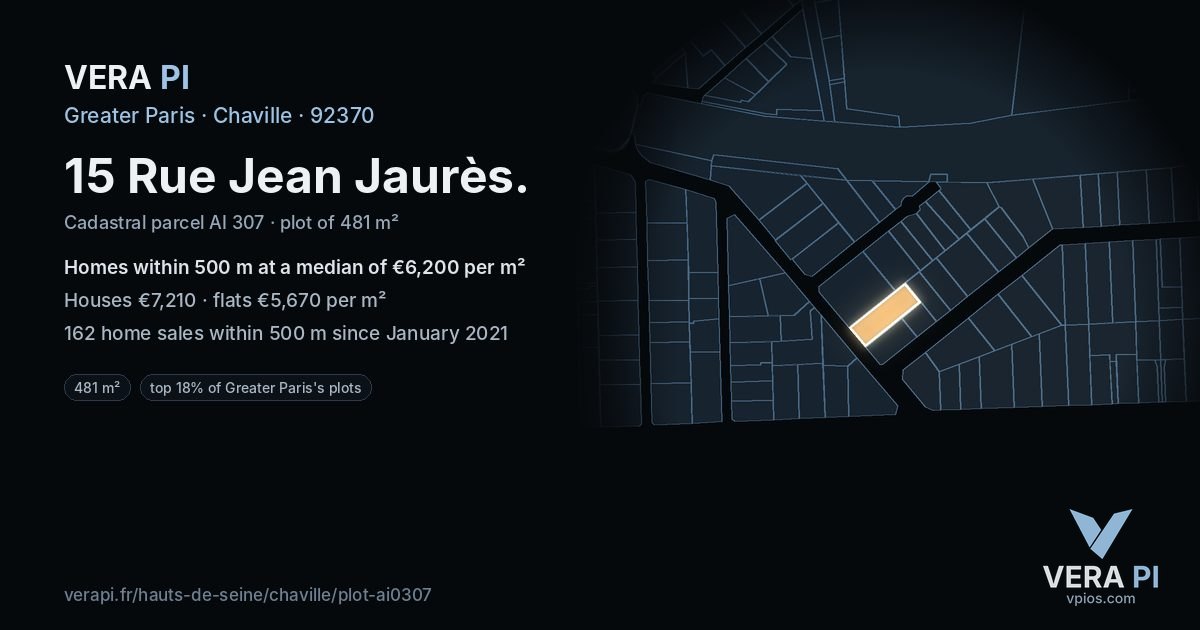 15 Rue Jean Jaurès, Chaville at night – the plot lit, the parcels around coloured by the prices near them