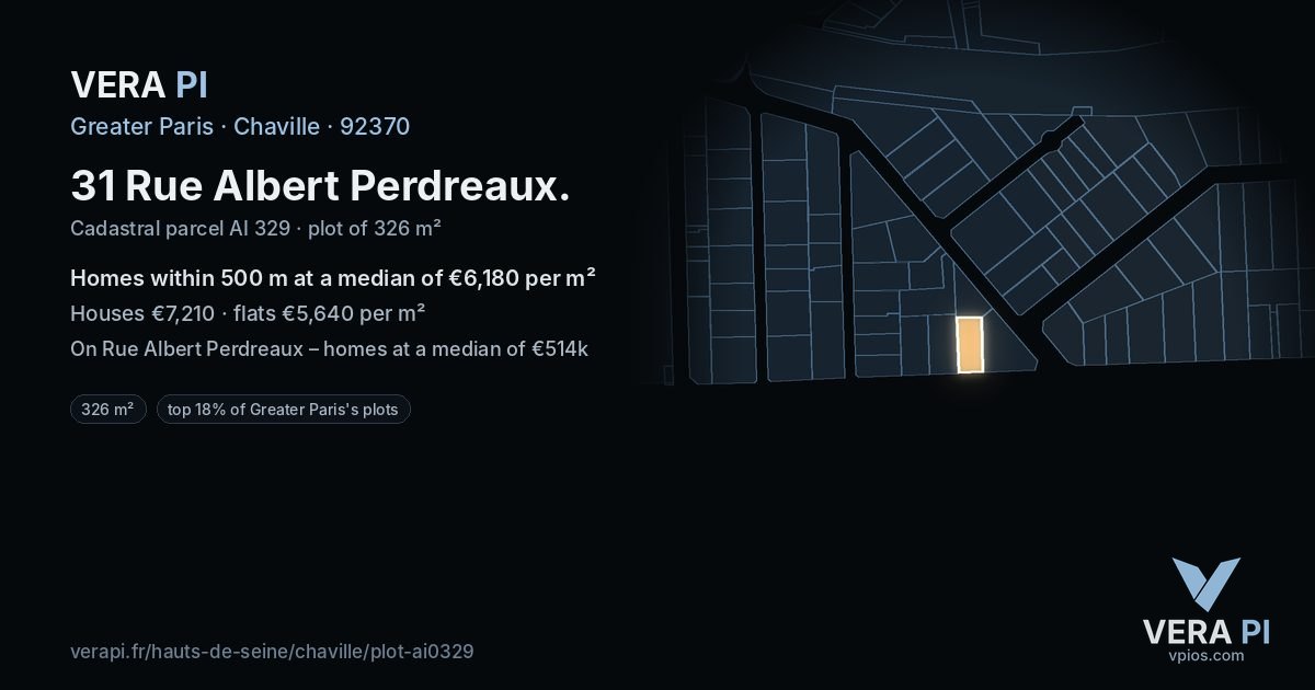 31 Rue Albert Perdreaux, Chaville at night – the plot lit, the parcels around coloured by the prices near them