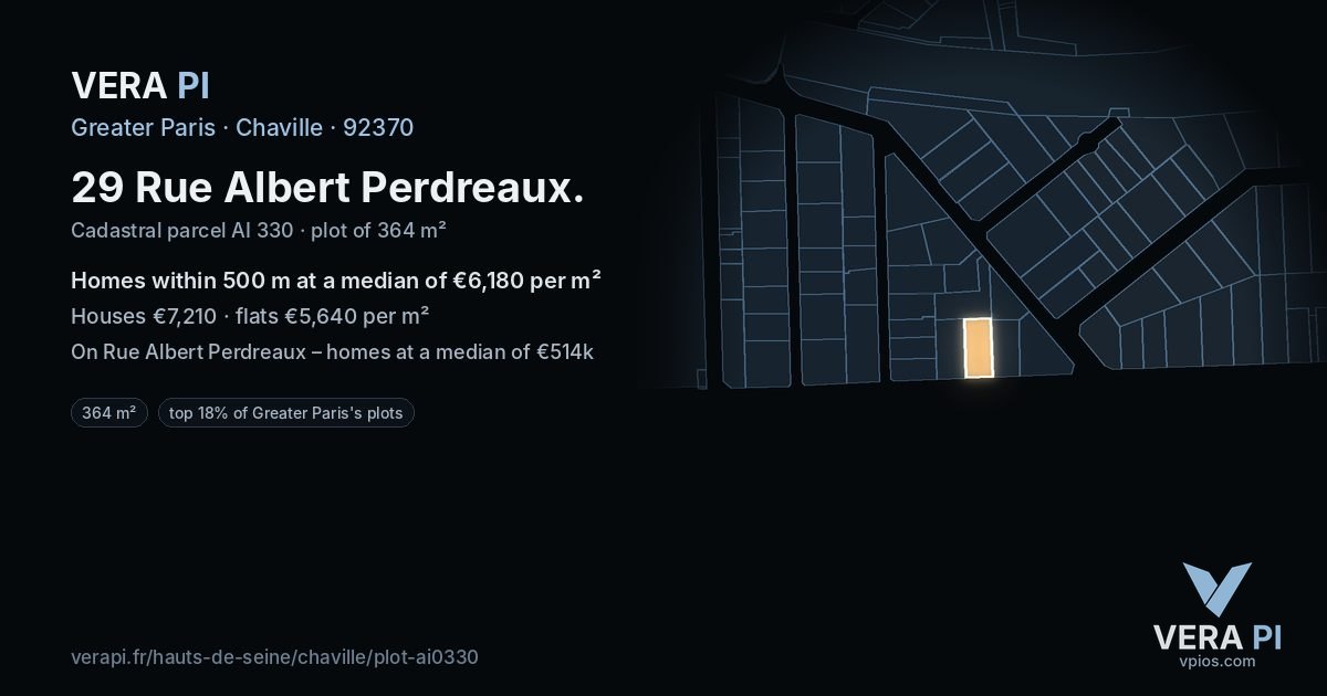 29 Rue Albert Perdreaux, Chaville at night – the plot lit, the parcels around coloured by the prices near them