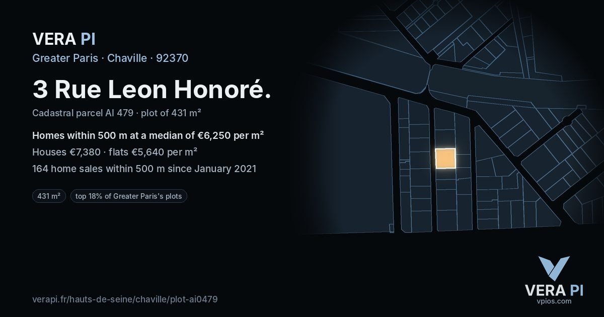 3 Rue Leon Honoré, Chaville at night – the plot lit, the parcels around coloured by the prices near them
