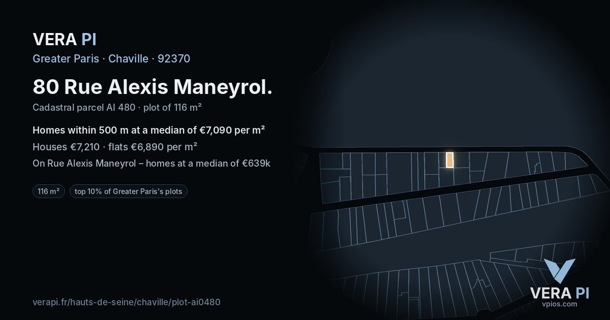 80 Rue Alexis Maneyrol, Chaville at night – the plot lit, the parcels around coloured by the prices near them