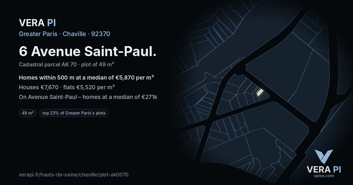 6 Avenue Saint-Paul, Chaville at night – the plot lit, the parcels around coloured by the prices near them
