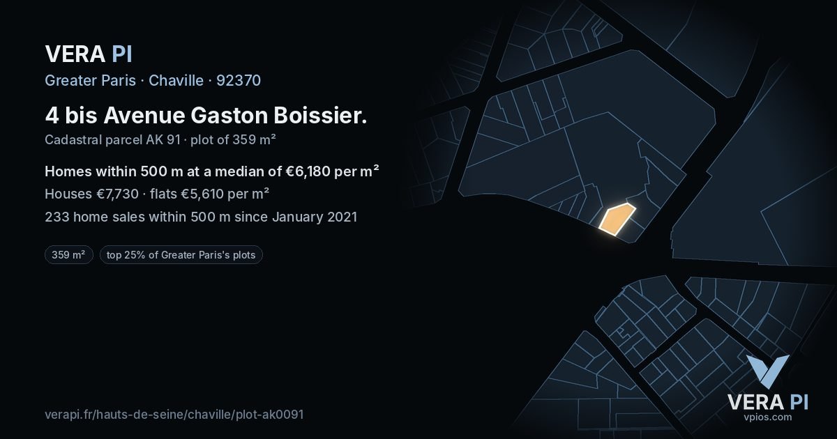 4 bis Avenue Gaston Boissier, Chaville at night – the plot lit, the parcels around coloured by the prices near them