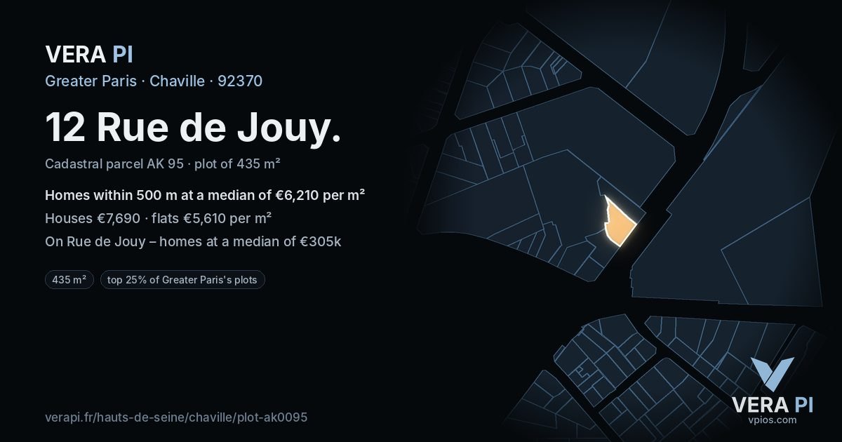 12 Rue de Jouy, Chaville at night – the plot lit, the parcels around coloured by the prices near them