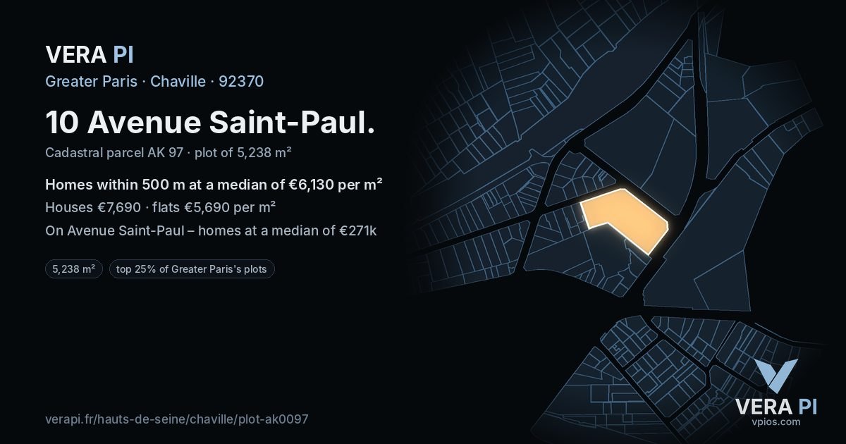 10 Avenue Saint-Paul, Chaville at night – the plot lit, the parcels around coloured by the prices near them