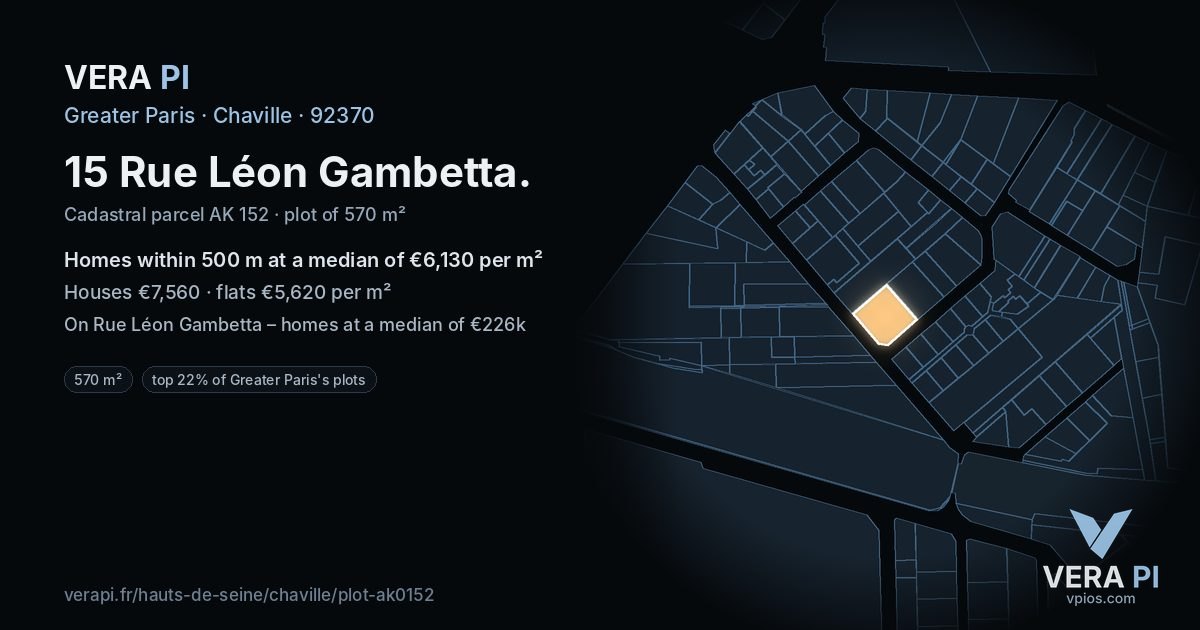 15 Rue Léon Gambetta, Chaville at night – the plot lit, the parcels around coloured by the prices near them