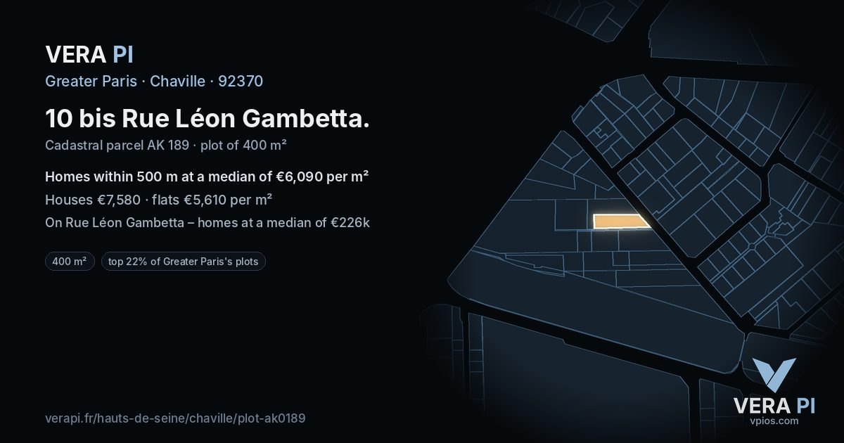 10 bis Rue Léon Gambetta, Chaville at night – the plot lit, the parcels around coloured by the prices near them