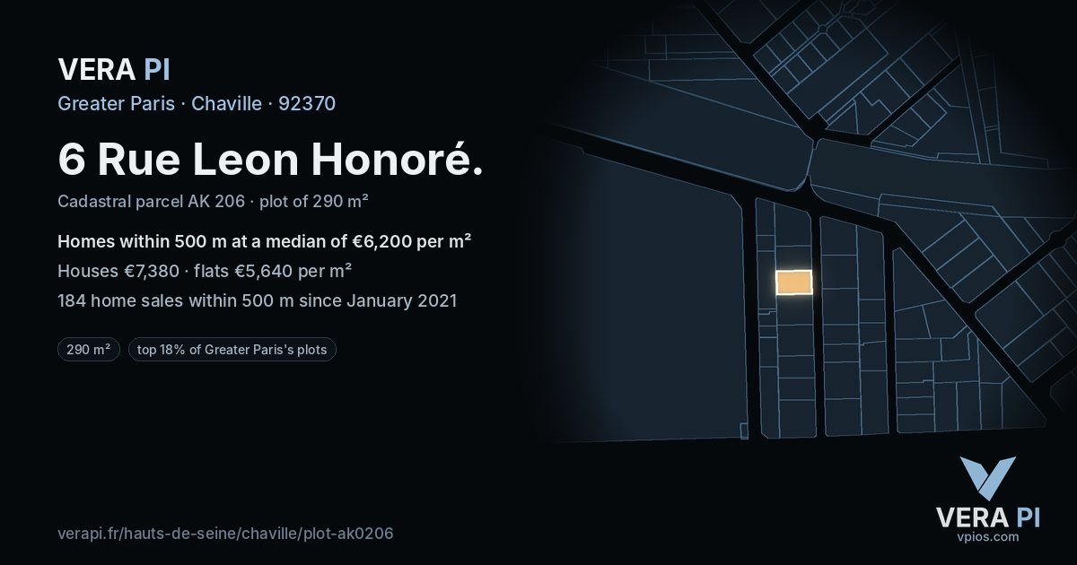 6 Rue Leon Honoré, Chaville at night – the plot lit, the parcels around coloured by the prices near them