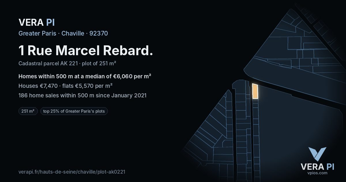 1 Rue Marcel Rebard, Chaville at night – the plot lit, the parcels around coloured by the prices near them