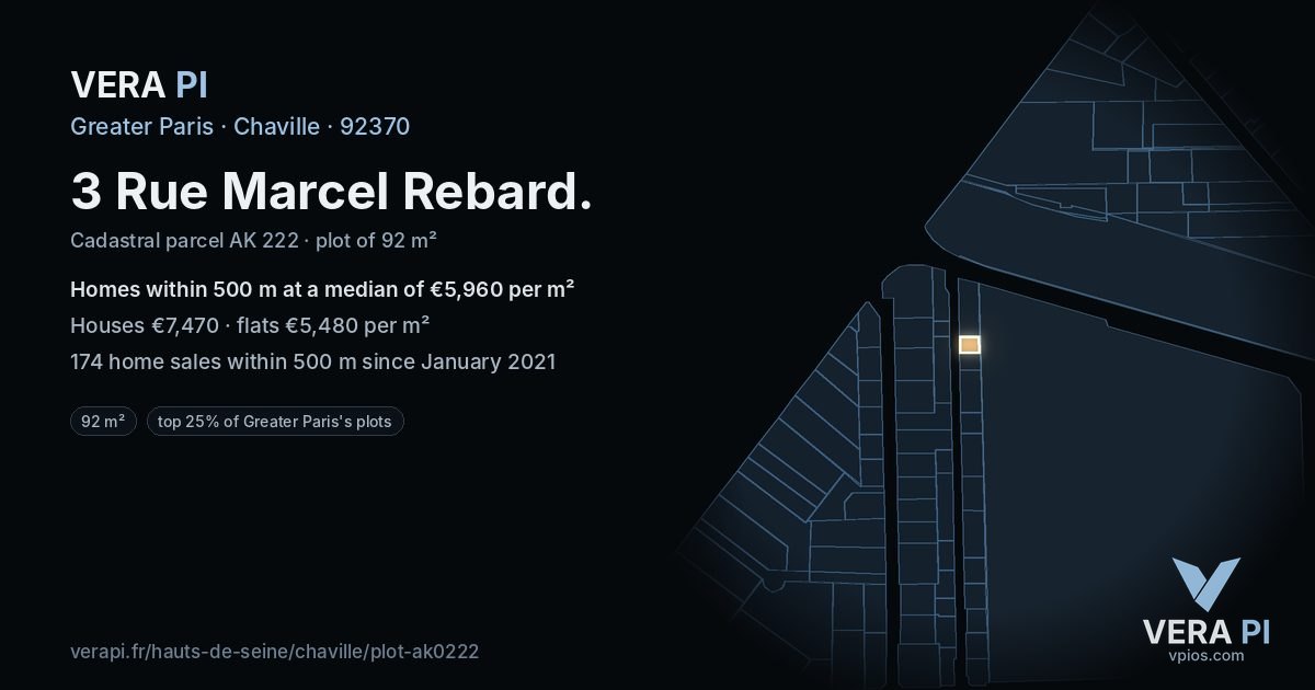 3 Rue Marcel Rebard, Chaville at night – the plot lit, the parcels around coloured by the prices near them