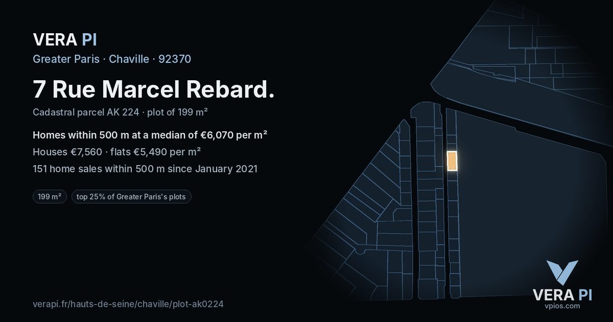 7 Rue Marcel Rebard, Chaville at night – the plot lit, the parcels around coloured by the prices near them