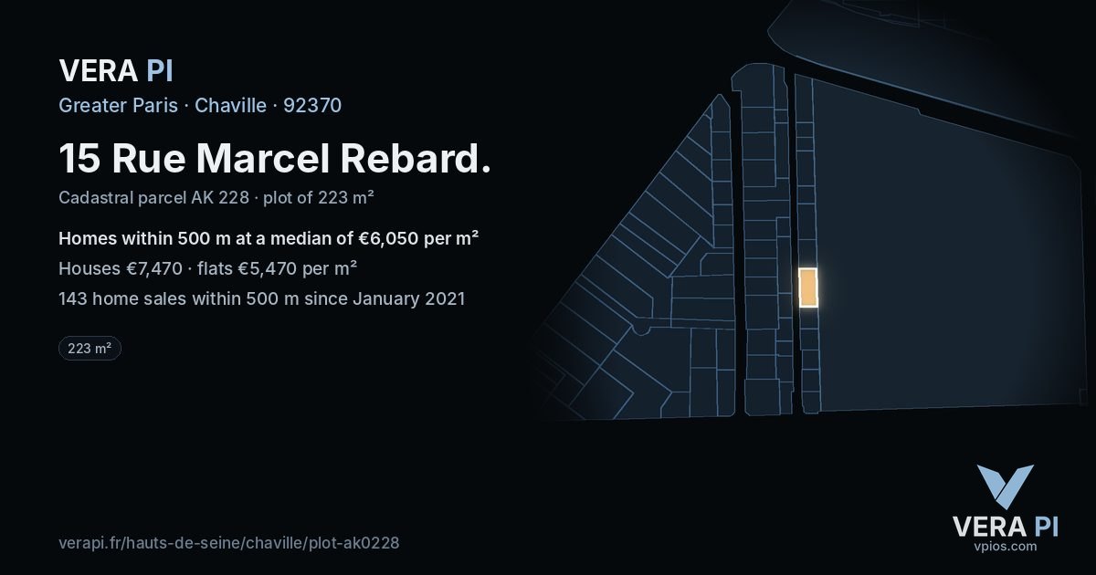 15 Rue Marcel Rebard, Chaville at night – the plot lit, the parcels around coloured by the prices near them