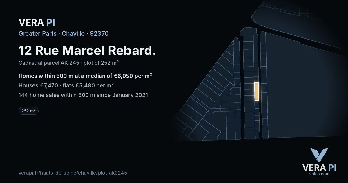12 Rue Marcel Rebard, Chaville at night – the plot lit, the parcels around coloured by the prices near them