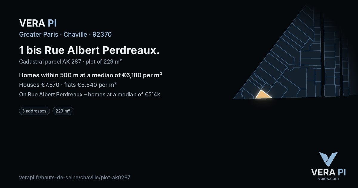 1 bis Rue Albert Perdreaux, Chaville at night – the plot lit, the parcels around coloured by the prices near them