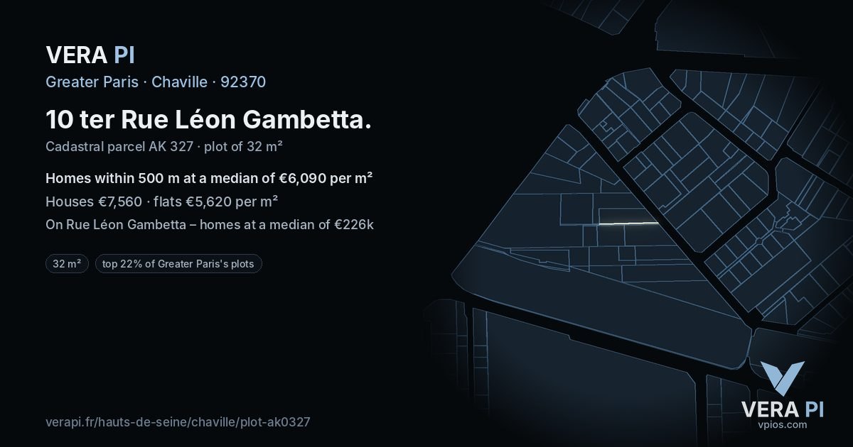 10 ter Rue Léon Gambetta, Chaville at night – the plot lit, the parcels around coloured by the prices near them