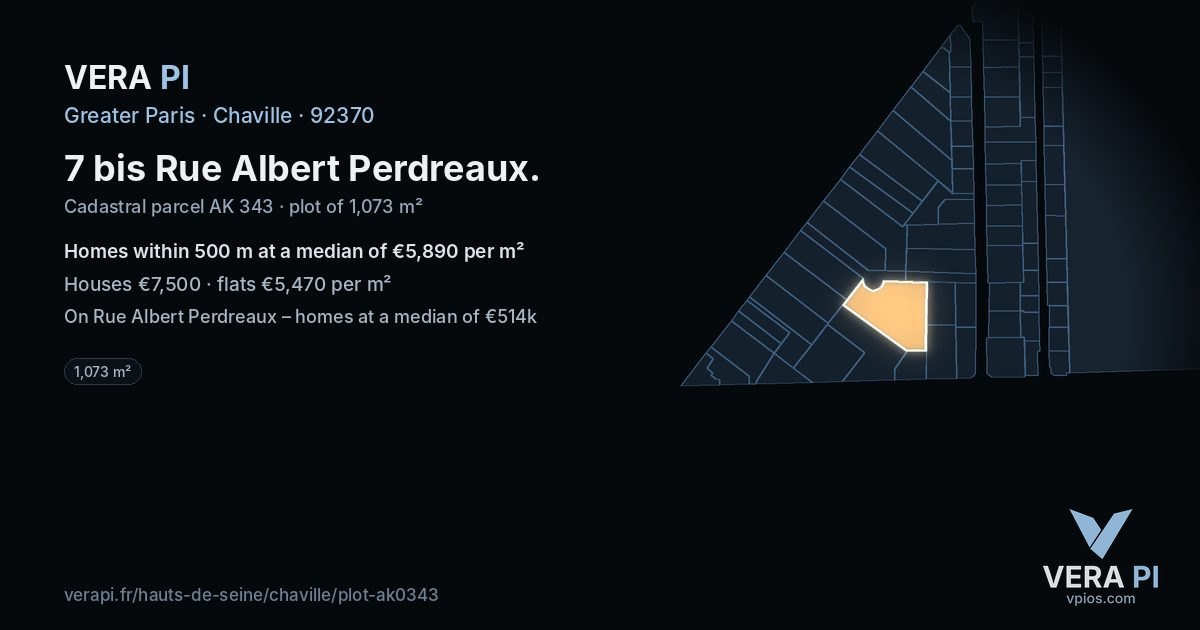 7 bis Rue Albert Perdreaux, Chaville at night – the plot lit, the parcels around coloured by the prices near them