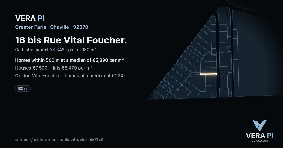16 bis Rue Vital Foucher, Chaville at night – the plot lit, the parcels around coloured by the prices near them