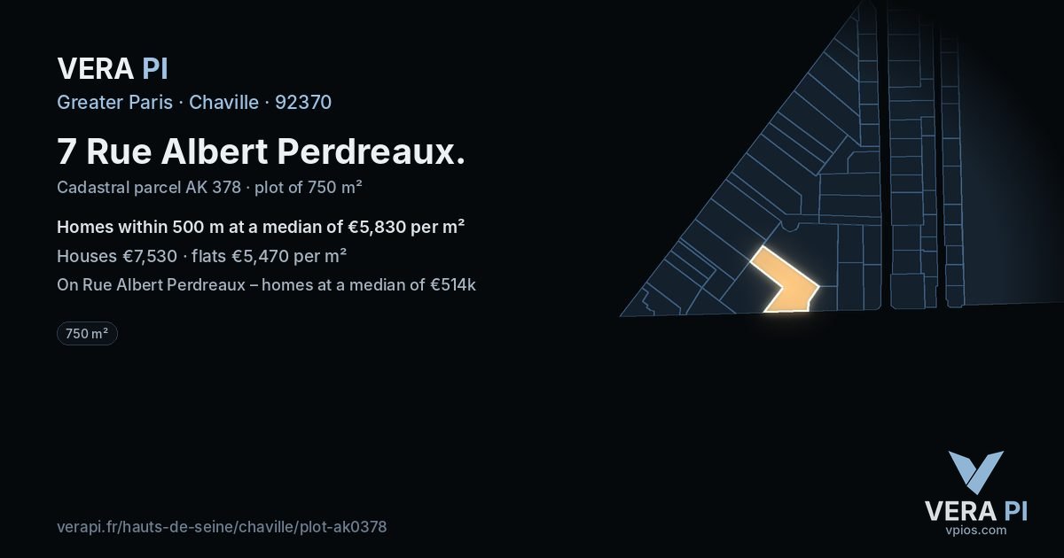 7 Rue Albert Perdreaux, Chaville at night – the plot lit, the parcels around coloured by the prices near them