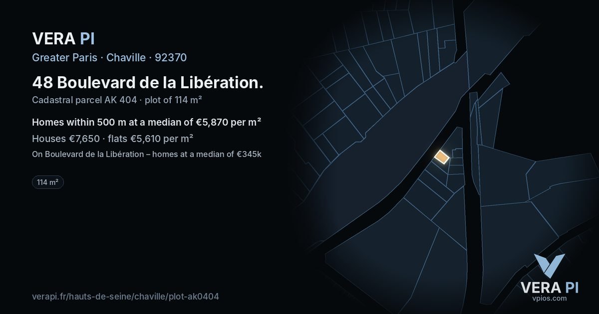 48 Boulevard de la Libération, Chaville at night – the plot lit, the parcels around coloured by the prices near them