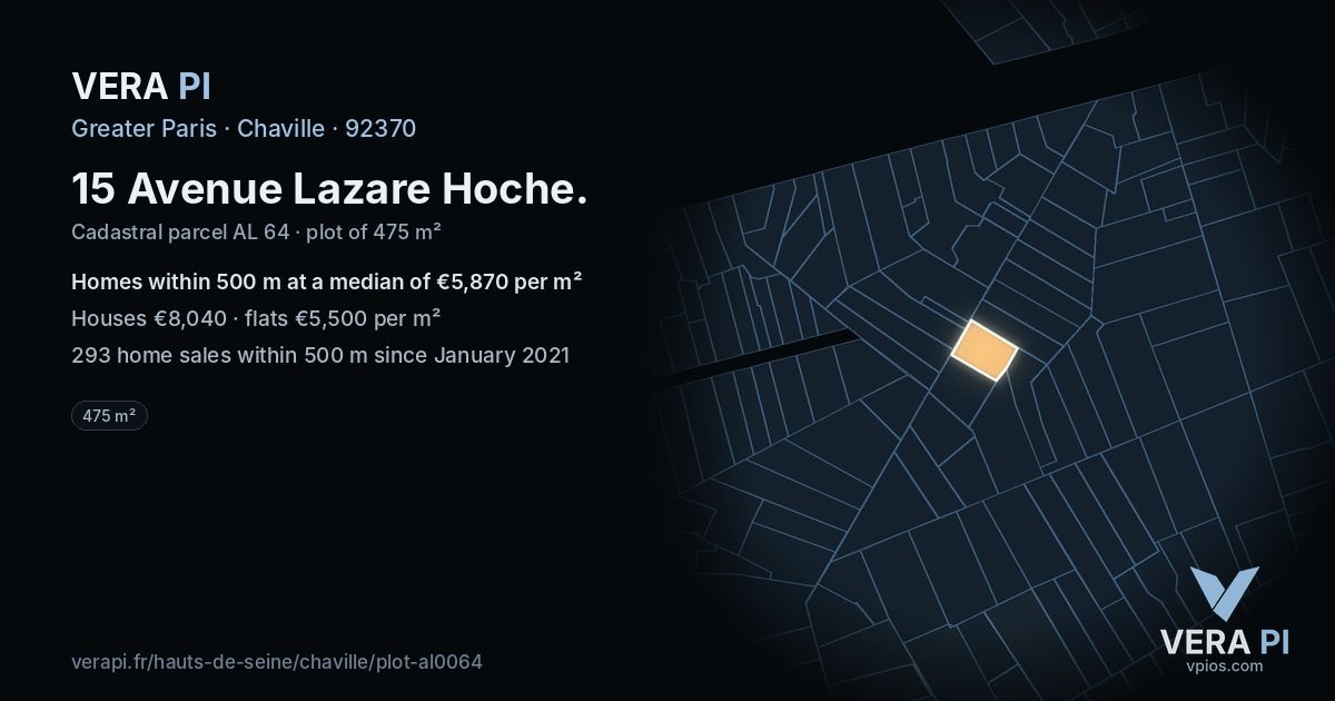 15 Avenue Lazare Hoche, Chaville at night – the plot lit, the parcels around coloured by the prices near them