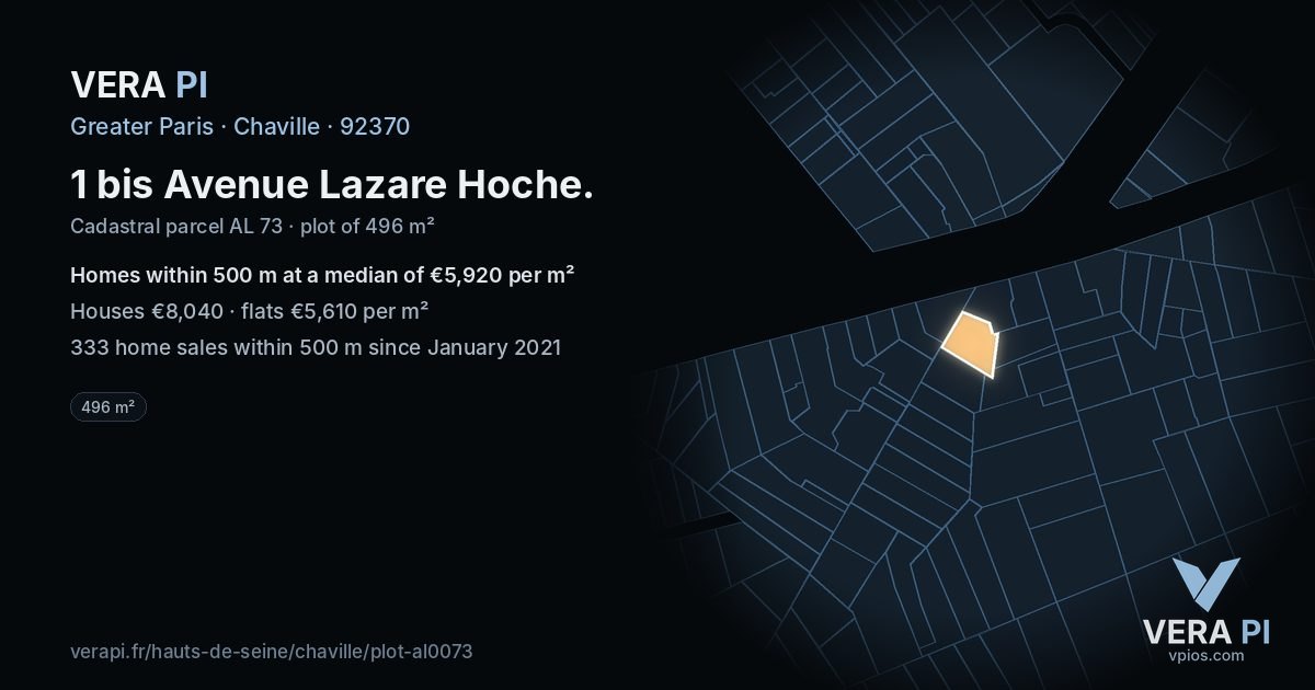 1 bis Avenue Lazare Hoche, Chaville at night – the plot lit, the parcels around coloured by the prices near them