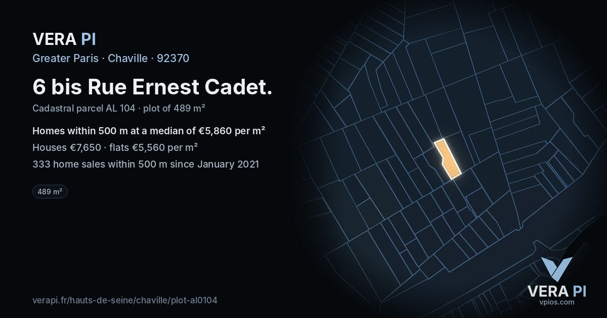 6 bis Rue Ernest Cadet, Chaville at night – the plot lit, the parcels around coloured by the prices near them