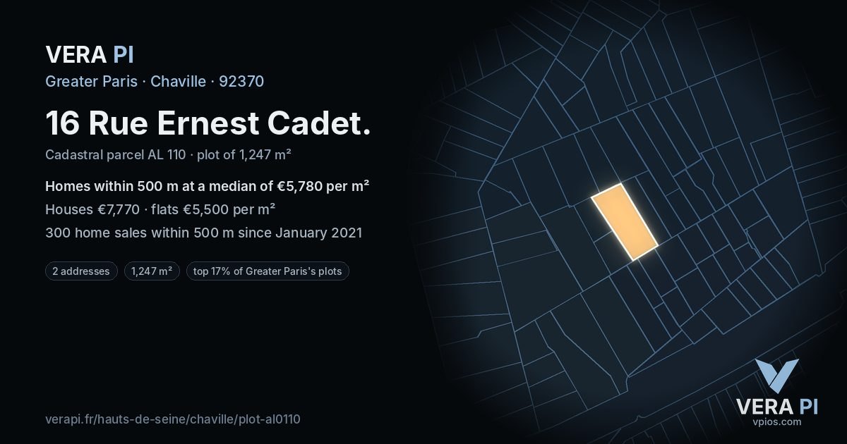 16 Rue Ernest Cadet, Chaville at night – the plot lit, the parcels around coloured by the prices near them