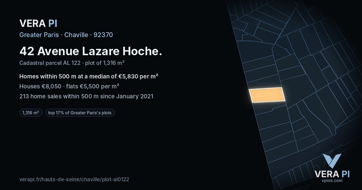 42 Avenue Lazare Hoche, Chaville at night – the plot lit, the parcels around coloured by the prices near them