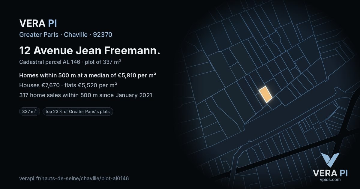 12 Avenue Jean Freemann, Chaville at night – the plot lit, the parcels around coloured by the prices near them