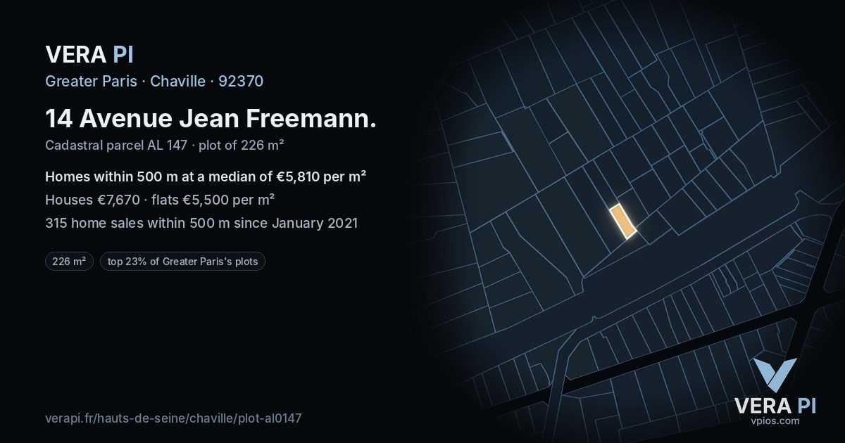 14 Avenue Jean Freemann, Chaville at night – the plot lit, the parcels around coloured by the prices near them