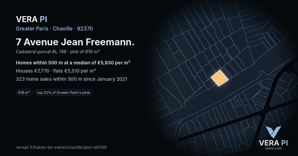 7 Avenue Jean Freemann, Chaville at night – the plot lit, the parcels around coloured by the prices near them