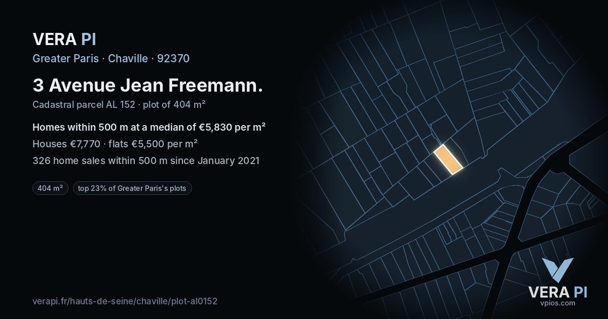 3 Avenue Jean Freemann, Chaville at night – the plot lit, the parcels around coloured by the prices near them