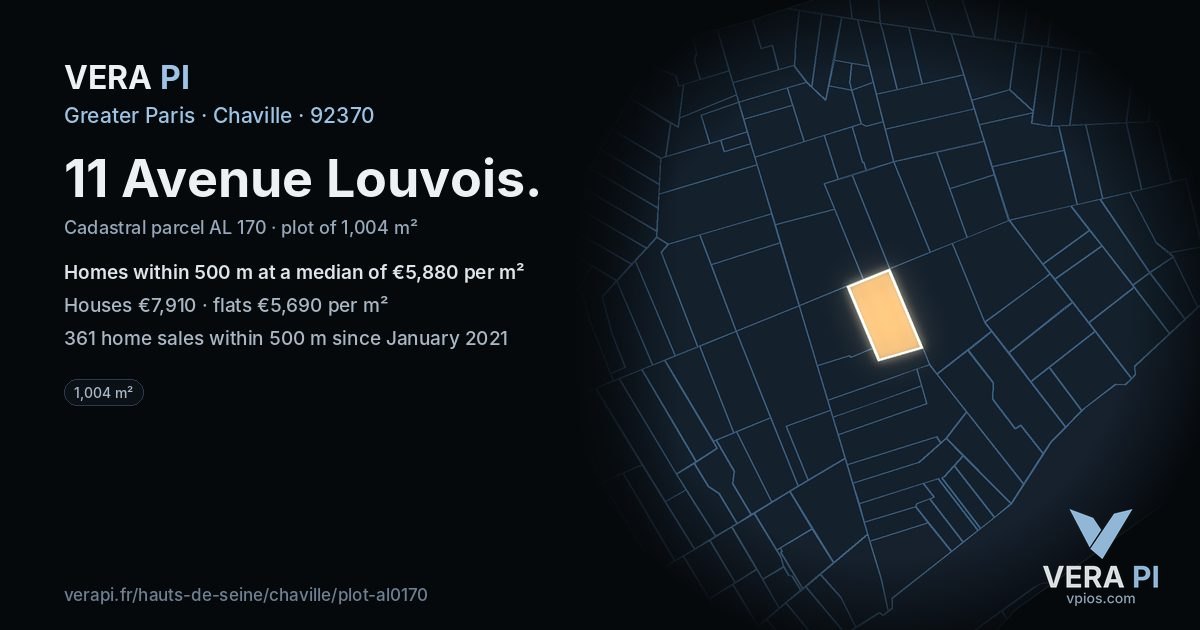 11 Avenue Louvois, Chaville at night – the plot lit, the parcels around coloured by the prices near them