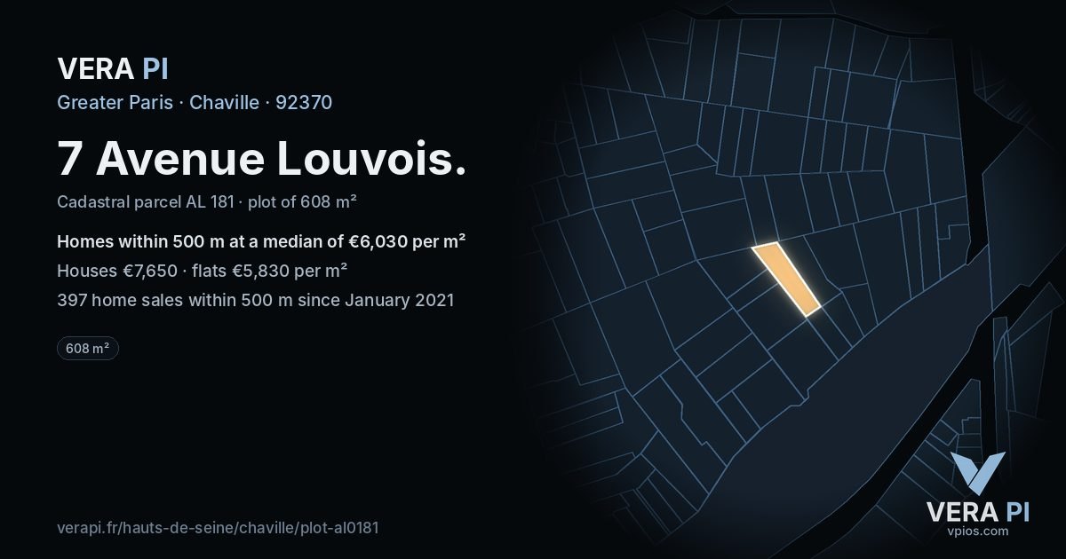 7 Avenue Louvois, Chaville at night – the plot lit, the parcels around coloured by the prices near them