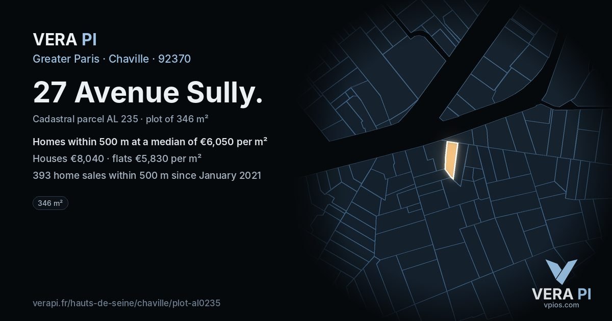27 Avenue Sully, Chaville at night – the plot lit, the parcels around coloured by the prices near them