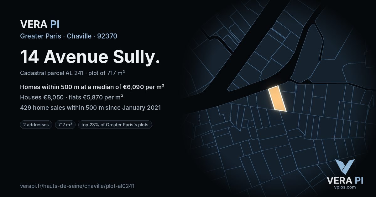 14 Avenue Sully, Chaville at night – the plot lit, the parcels around coloured by the prices near them
